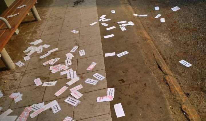 SeemlyOf's tweet photo. Voices turned into words. Handing out and scattering anti-coup related brochures  by residents in Hlaing Tsp, Yangon.
#Apr25Coup
#ASEANsupportNUG
#WhatsHappeningInMyanmar https://t.co/6V6TcddUYa https://t.co/mFSHSgF56E