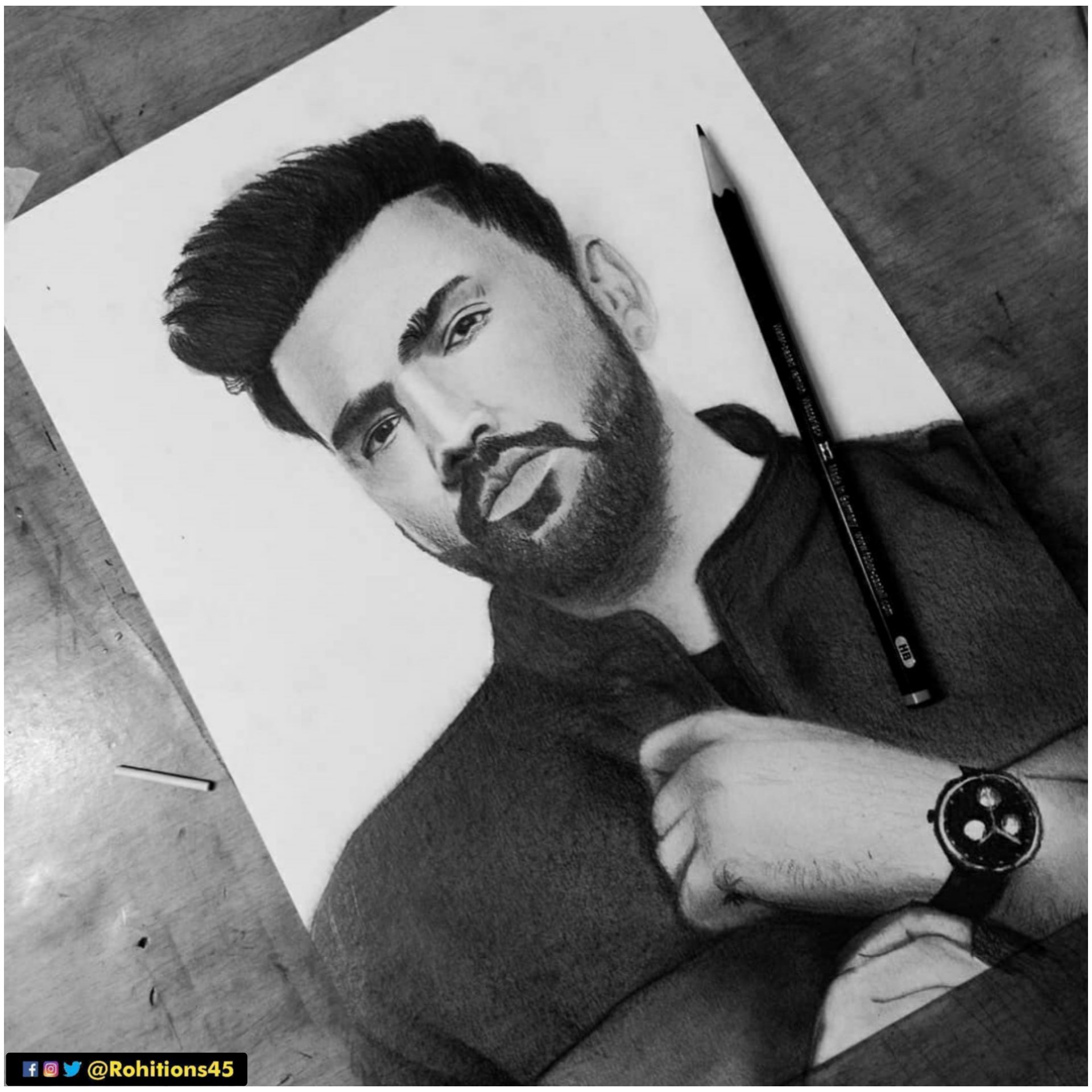 Rohit Sharma Outline tutorial - How to draw Rohit Sharma sketch step by  step - Rohit Sharma Drawing💙 - YouTube