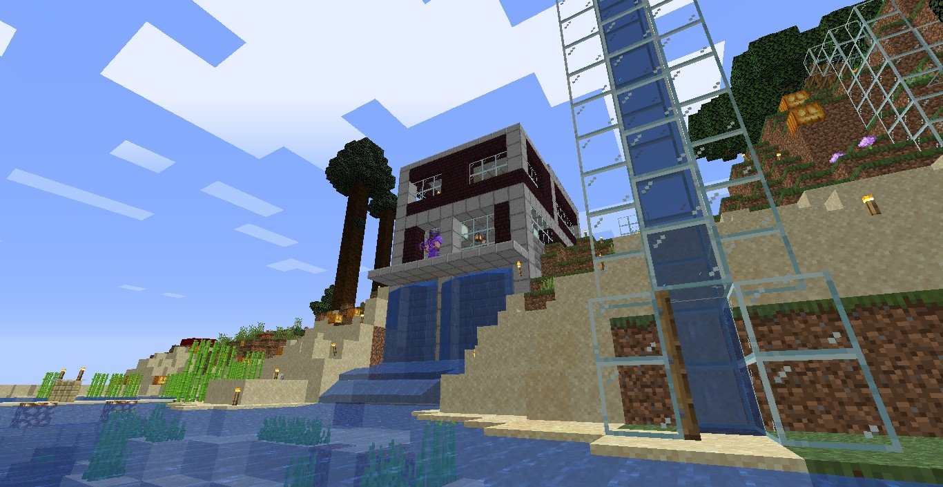 ゆきえのぐ 久しぶり の 夫婦でマイクラ 落水荘をイメージした建築が完成 旦那様の匠な技についていけず 私は現場監督となった 笑 本物の落水荘とは全然違うけど 滝の上に建物が建っている感は 出せたと思う 滝を造ってくれたのは旦那様