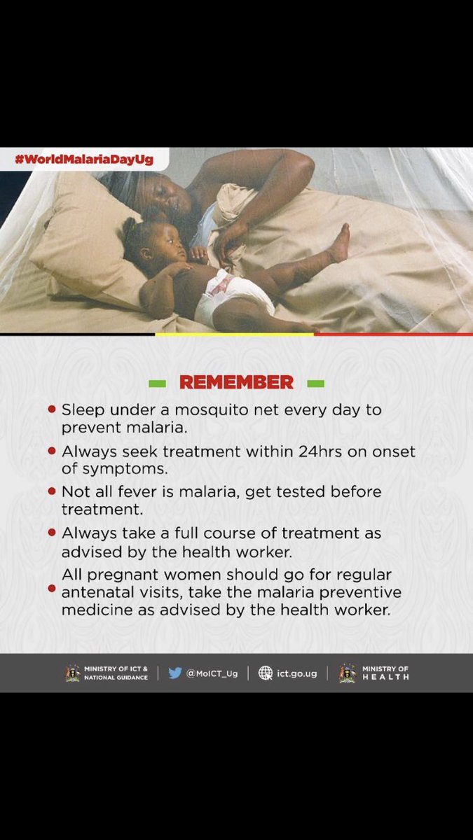 Since 2000, the world has made historic progress against malaria, saving millions of lives.

Today 25th April is #WorldMalariaDayUg held under the theme “Domestic financing for Malaria - The time is now”.