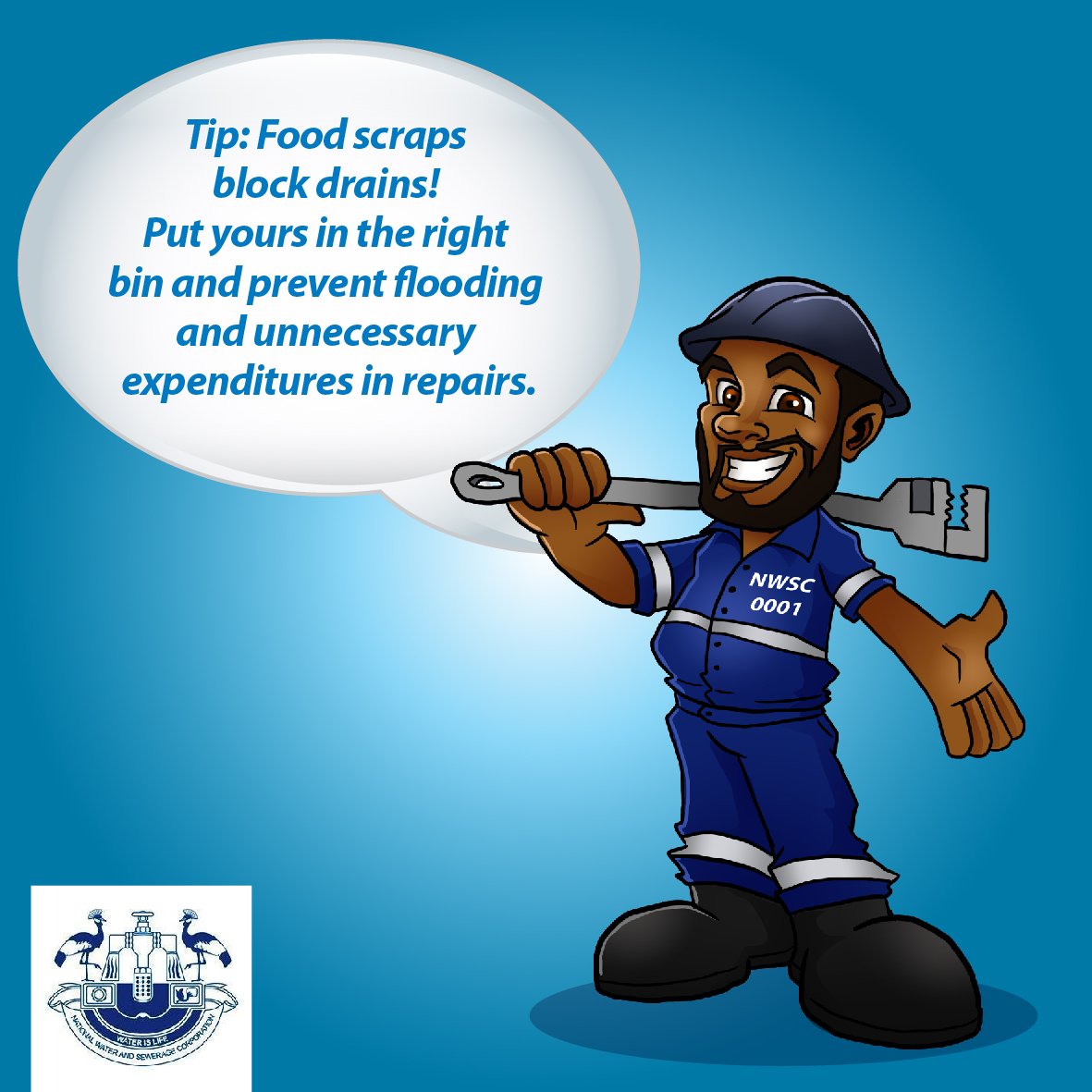 #NwscTips 
Stuck on what to do with your fats, oils or grease after cooking? Follow these steps:​

1️⃣ Pour it into a container​
2️⃣ Leave it to cool​
3️⃣ Scoop it out and put it in the bin​

You're sink is not a dustbin! #waterman <a href="/NWSCMD/">Dr. Silver Mugisha</a>