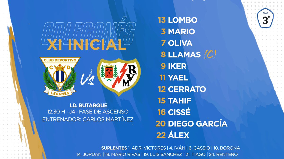 📄 ALINEACIÓN | ¡Estos son los valientes pepineros que lucharán en la mañana de hoy por los tres puntos! #LeganésBRayoB