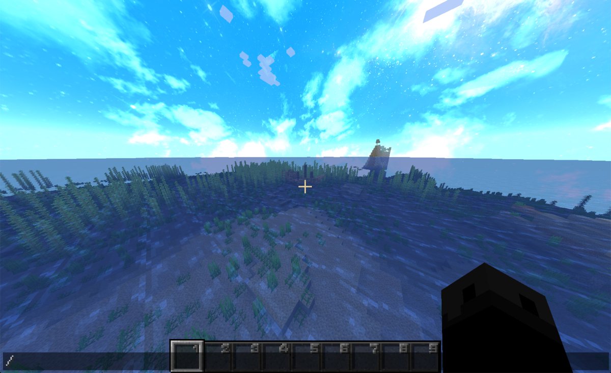 Had to switch to creative so I didn't drown when taking this, but oh look. That's a shipwreck. Not too far from spawn.