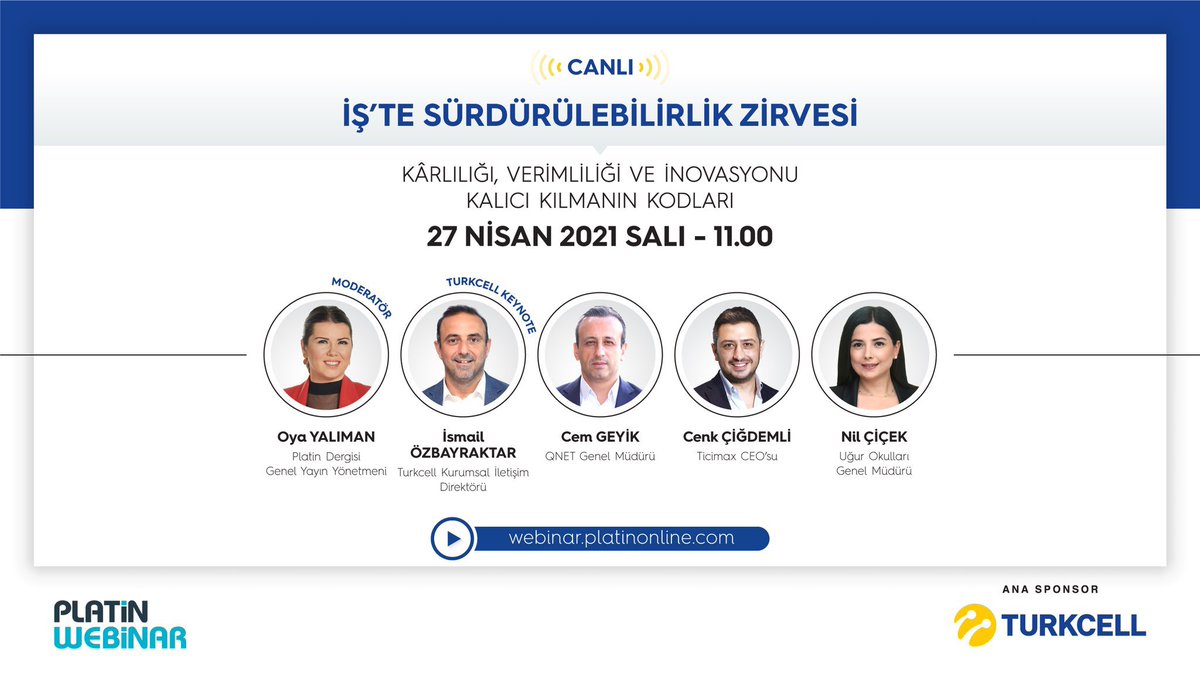 Genel Müdürümüz Nil Çiçek, eğitimde sürdürülebilirlik konusunu ele almak üzere İş’te Sürdürülebilirlik Zirvesi’ne katılıyor!

🗓 27 Nisan Salı
⏰ 11.00
👉🏻 webinar.platinonline.com

 <a href="/platindergisi/">Platin</a> 
#İşteSürdürülebilirlikZirvesi
#TürkiyeninEğitimGücüyüz