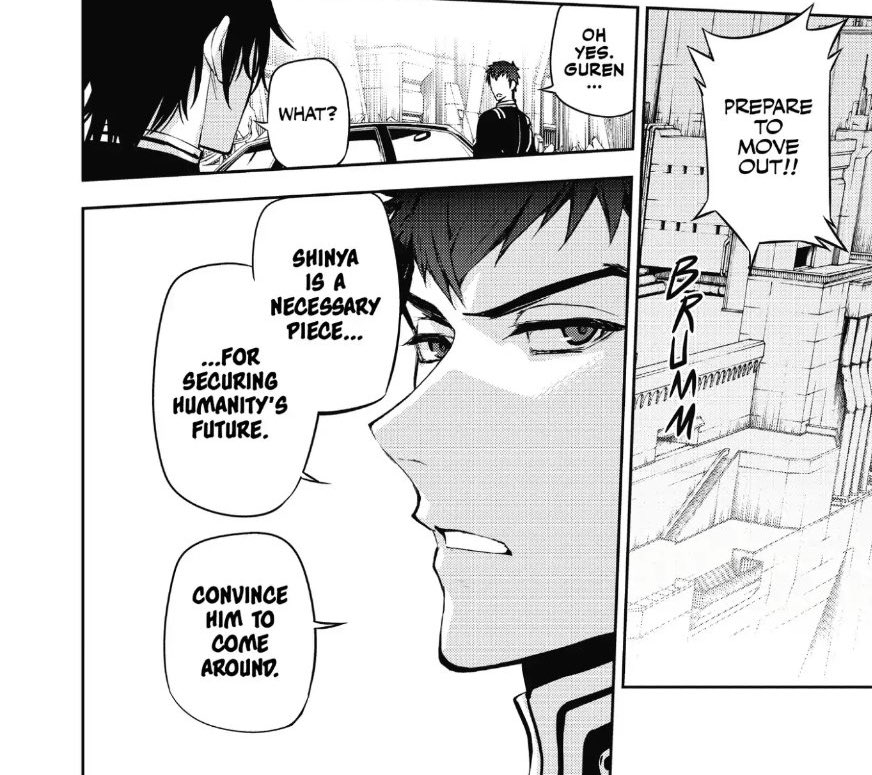 HUMANITY'S FUTURE.Kureto literally said that Shinya is an important piece for the future of humanity.