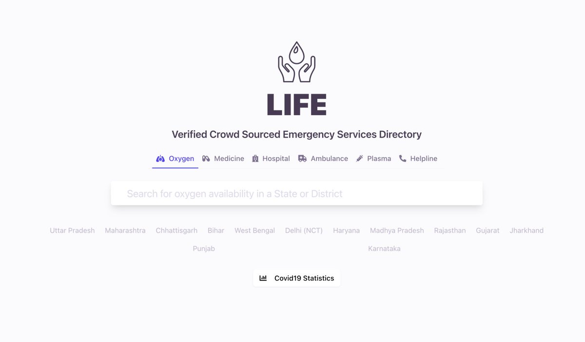  @CovidfyiIN is crowdsourcing leads for oxygen supply, medicines, hospitals, ambulance services at Life Resources. https://liferesources.in/ 