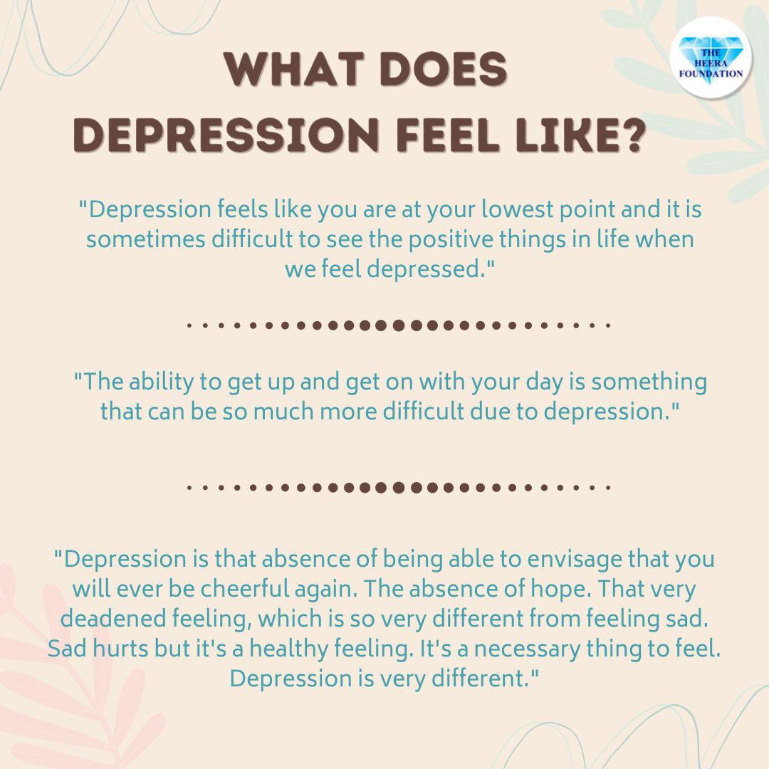 heerafoundatio's tweet image. The Psychological Distress Series Part 2: Depression. Swipe to read about recognisable signs of depression, how it feels, coping mechanisms &amp;amp; self-help resources 💎 #depression #understandingdepression #depressionfacts #depressionsignsandsymptoms #depressionresources