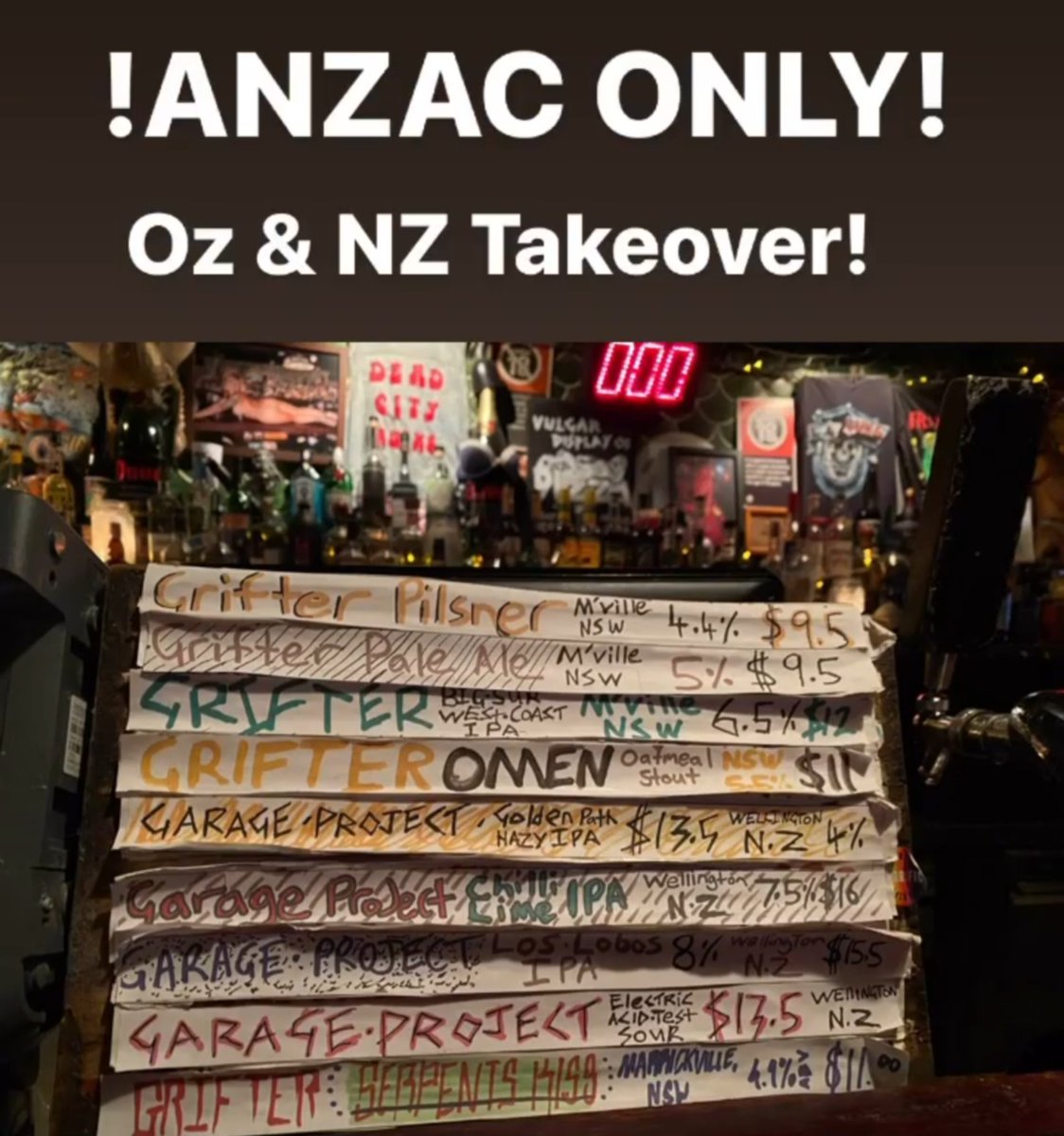 Today's taps: Grifter Brewing and <a href="/Garage_Project/">Garage Project</a>