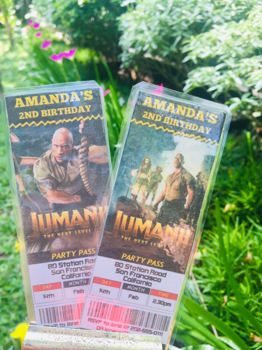 ArenaPaper's tweet image. Jumanji Birthday Invitation - Ticket Style Movie Night Birthday Party Invitations are now available with 10% Dicount #EtsyCoupon: ETSY10 . Change fonts, and colors with just a click. Grab here: etsy.me/3vhwusK  #jumani #birthdayinvitation #movienighttickets
