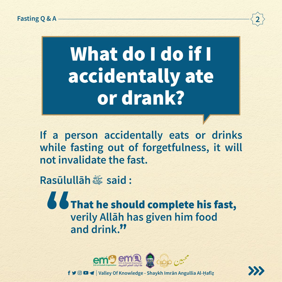 ShImranAngullia's tweet photo. FASTING Q &amp; A
(According to Shafi’i Madhhab)
What do I do if I accidentally ate or drank? https://t.co/XCYfIhnuz0