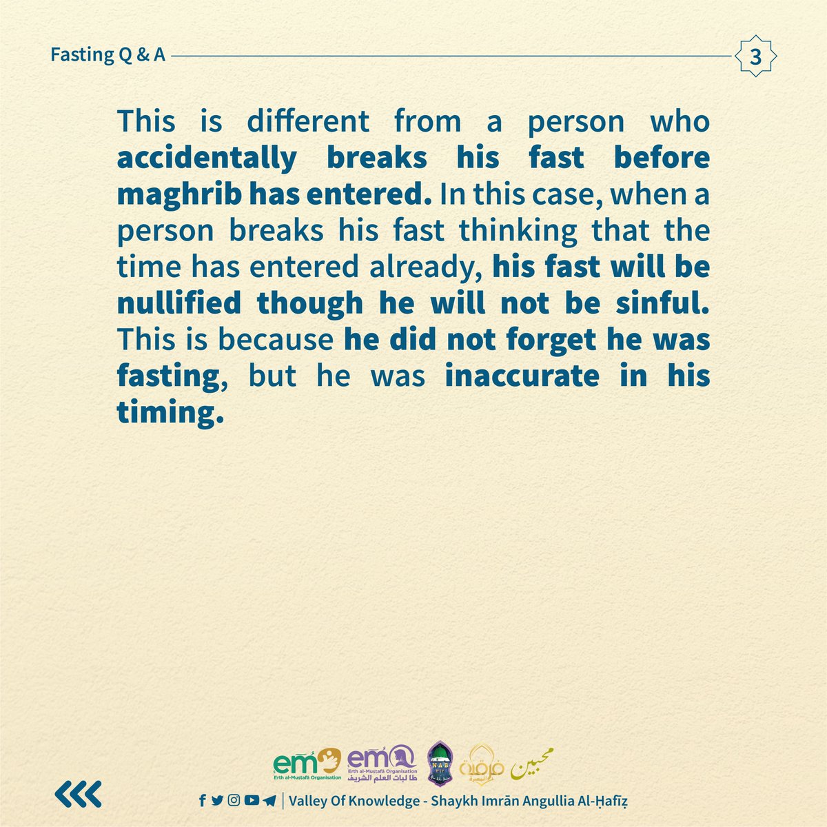 ShImranAngullia's tweet photo. FASTING Q &amp; A
(According to Shafi’i Madhhab)
What do I do if I accidentally ate or drank? https://t.co/XCYfIhnuz0