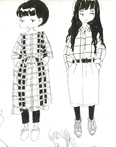 過去のクロッキー見てたら出てきた。服を描こうとしている。最近服意識して描いてないなぁ。それと以前考えてた漫画のイメージラフ。 