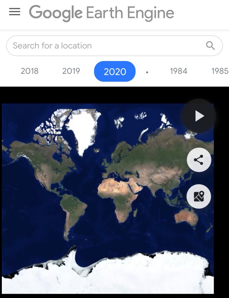Google Earth Engine Timelapse: 1984-2020 “timelapses of a changing Earth“ https://earthengine.google.com/timelapse/ That’s  #ClimateChange beyond numbers Here are a few things I could see... 