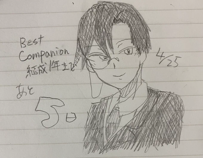 #BC結成カウントダウン
 #BC1周年
後5日!!
うちの子で結構人気がある子です。
小野塚輝薇くんです。
どんどん髪の毛がおかしくなっていきます。

お祝い絵はデジタルで描きます。 