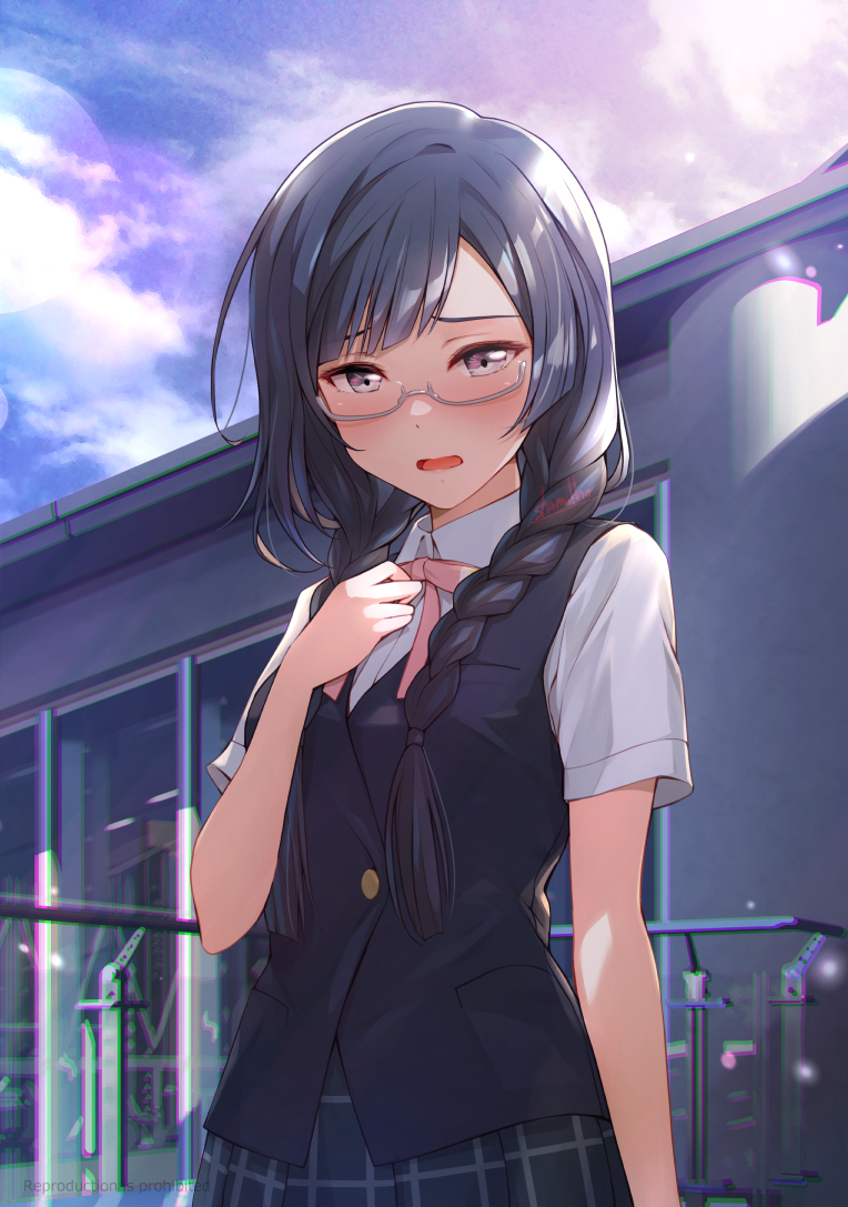 yuuki setsuna (love live!) 1girl nijigasaki academy school uniform school uniform solo braid glasses bangs  illustration images