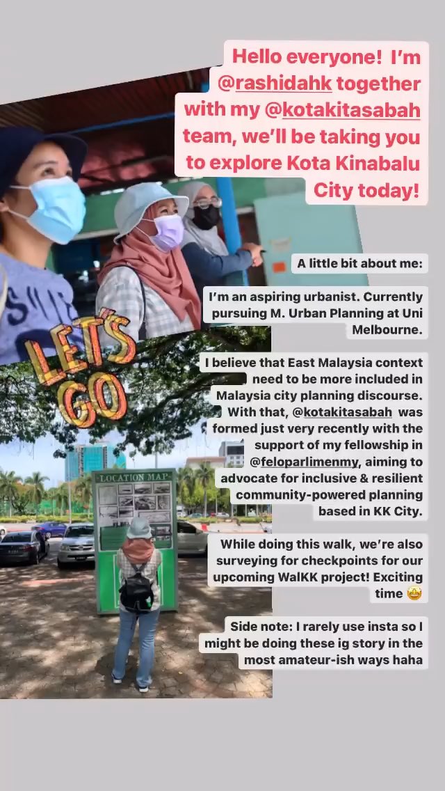 Decided to tweets instead! I’ve curated Jane’s Walk KL insta yesterday, posted about my  @KotaKitaSabah team exploration & expriences as pedestrians in  @KKCity.Thought it’s best to share it here too, jum jalan-jalan Thread  #CityPlanning  #Walkability  https://twitter.com/rashidaaah/status/1386184348186025990