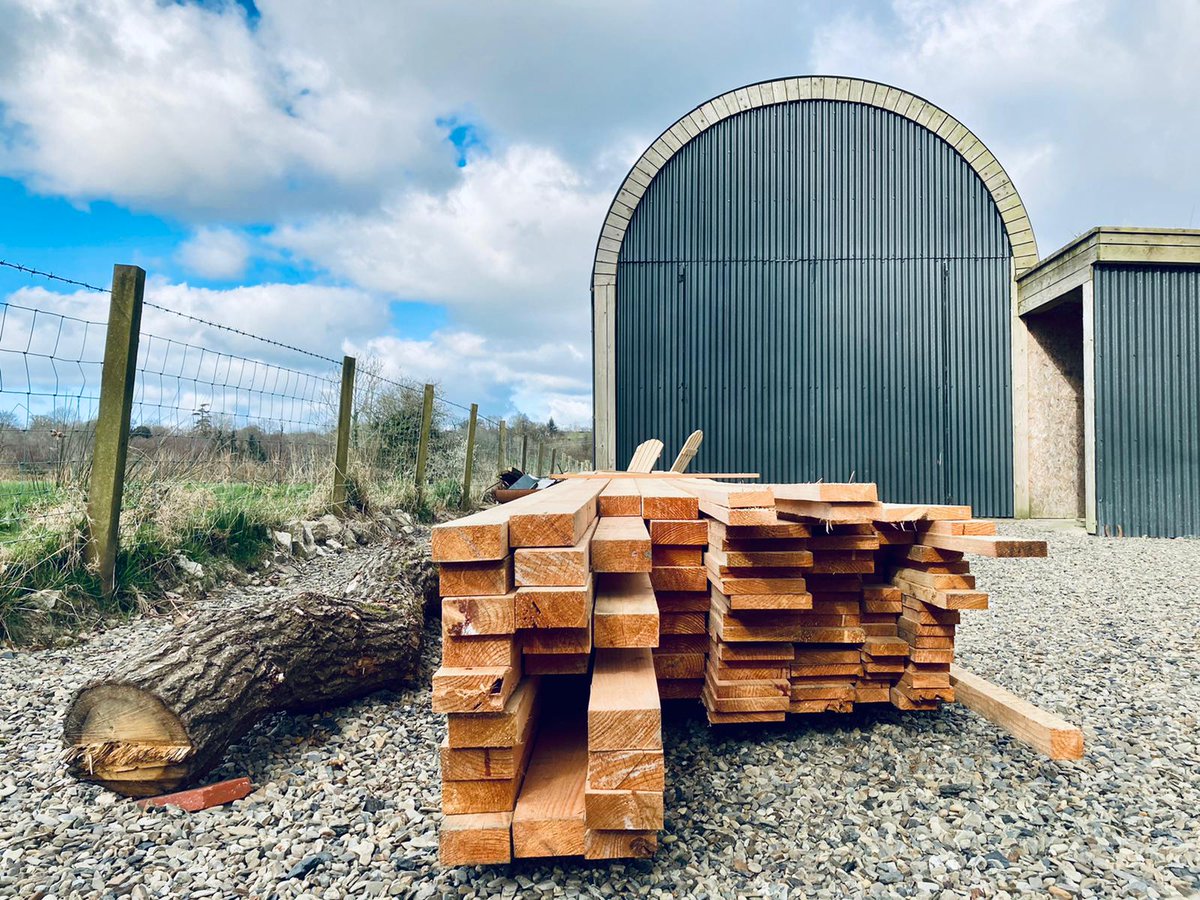 No stopping the new project now, the timber has arrived courtesy of #coedycardi. This particular batch of larch was from the woodlands above Tregaron. Part of our companies ethos is to only use local sustainable materials.. #Sustainability  #larch #handmade #bespoke #podsofwales
