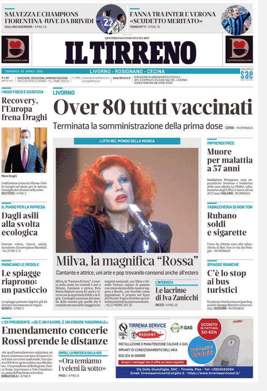 #buongiorno con la doppia #primapagina de <a href="/iltirreno/">Il Tirreno</a> . La sovracopertina sul 25 aprile e la prima pagina tradizionale (questa è quella dell'edizione di Livorno-Rosignano-Cecina) <a href="/TirrenoLivorno/">IlTirrenoLivorno</a> <a href="/guarducciale/">alessandro guarducci</a> <a href="/cristianomeoni/">cristiano meoni</a> <a href="/dfastelli/">danilo fastelli</a> <a href="/fedelazzotti/">Federico Lazzotti</a>