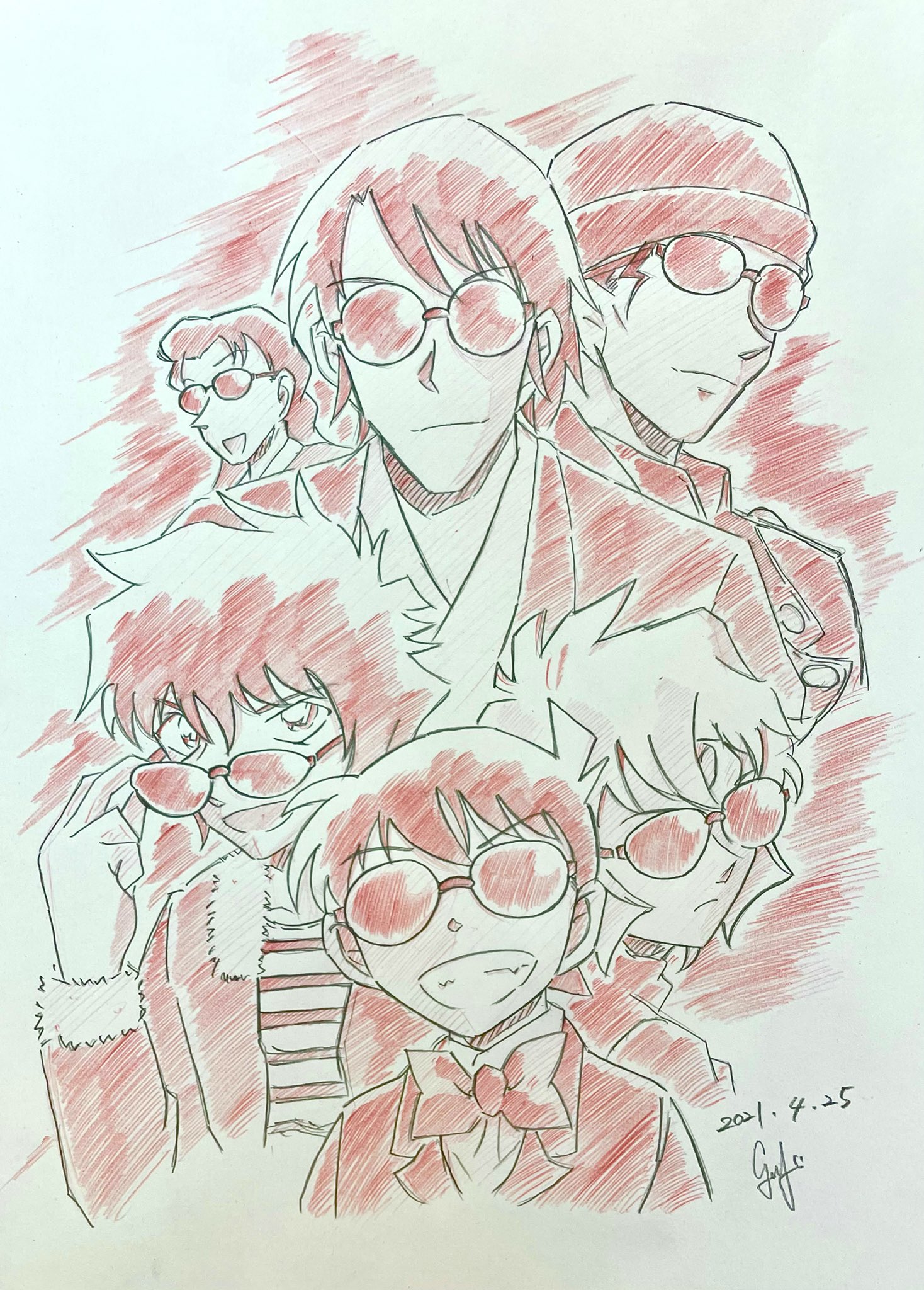 Shou 劇場版 名探偵コナン 緋色の弾丸 青山先生の直筆イラストをティザー風に描いてみました 名探偵コナン 名探偵コナン緋色の弾丸 緋色の弾丸 T Co Awetxpdwag Twitter