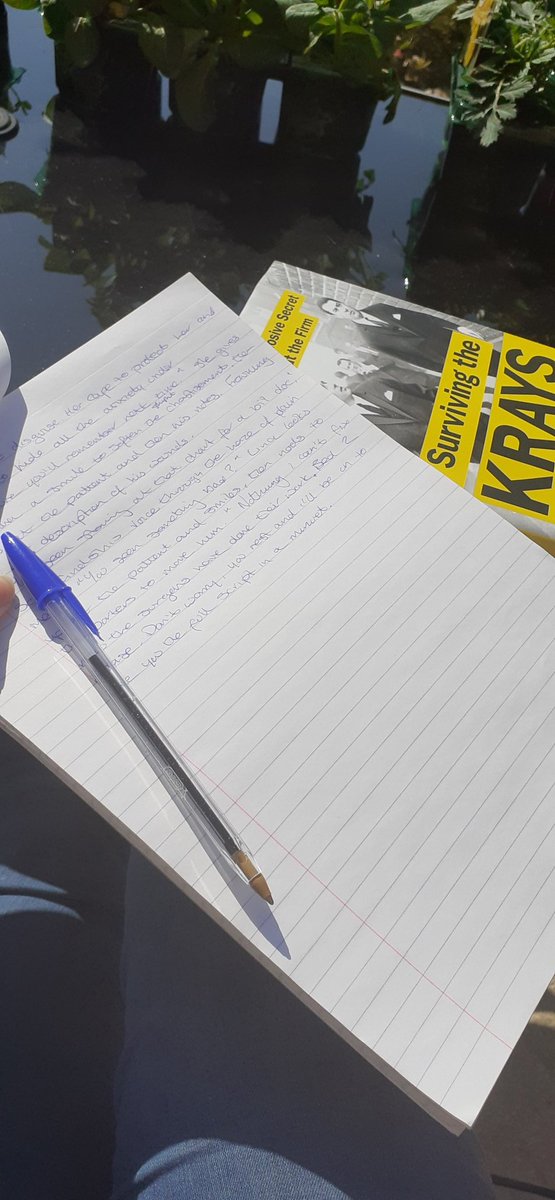 Having just been #triggered by a post, I have reminded myself that I am no longer that person, and to prove it, I'm showing this picture. I sat for a few hours doing nothing but #writing and #Reading without feeling guilty at doing nothing. #NewLife