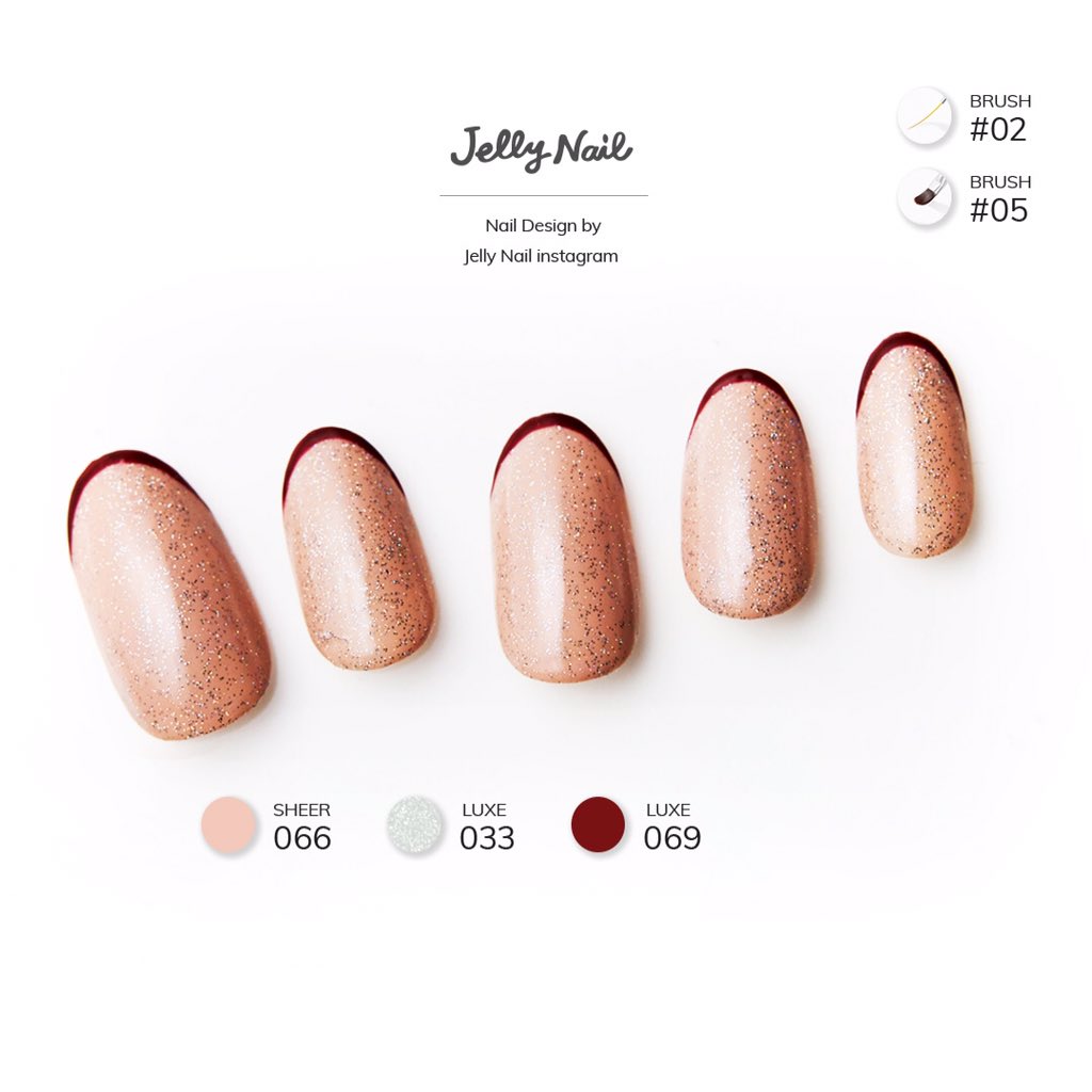 Jellynail ジェリーネイル 公式 Nail Coordinate 1point Advice 基本の作り方はフレンチネイル カラーの上からラメを重ねていつもと違ったフレンチネイルに挑戦してみて 細フレンチは指先が綺麗に見えるので大人っぽく仕上げたい方には
