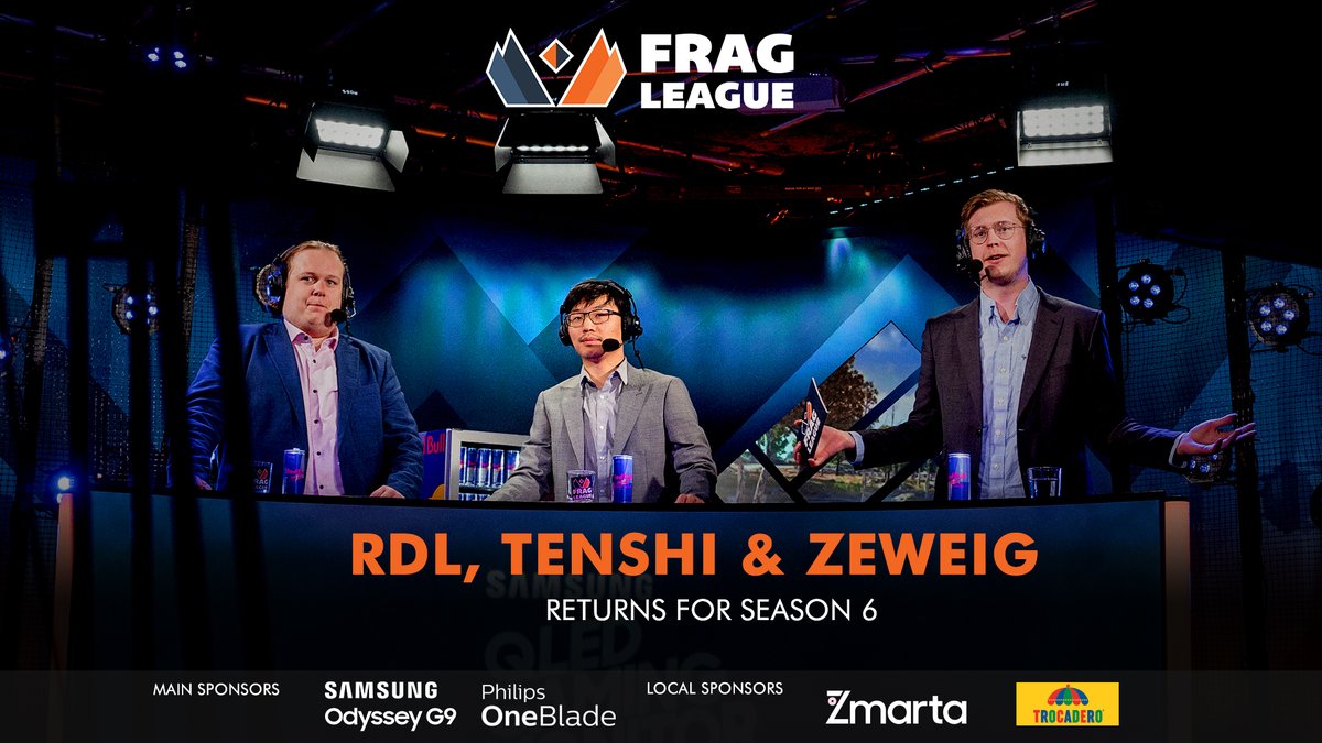 fragleaguecom's tweet photo. The amazing @rdlCSGO, @TenshiSC2 &amp; @RealZeweig returns to bring you some top tier commentary for Season 6! 🎙️

First round of Fragleague Season 6 Top Division goes LIVE today at 13:00!

⏰ 13:00
📺 https://t.co/Zk0QRpBHe7

#Fragleague https://t.co/k4TUO9ZNtJ