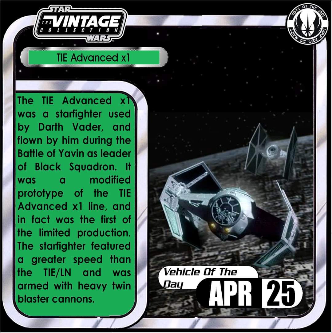 ToysJedi's tweet photo. #ActionFigureOfTheDay #TIEAdvancedx1 from #LegacyCollection line. Definitely looking a little tired now, this 1997 sculpt has aged out. Hasbro have created fantastic TIE fighters & an all new version of Vaders must be next, hopefully in a Vintage Collection box. #DefinitiveForNow https://t.co/qVKefujbcc