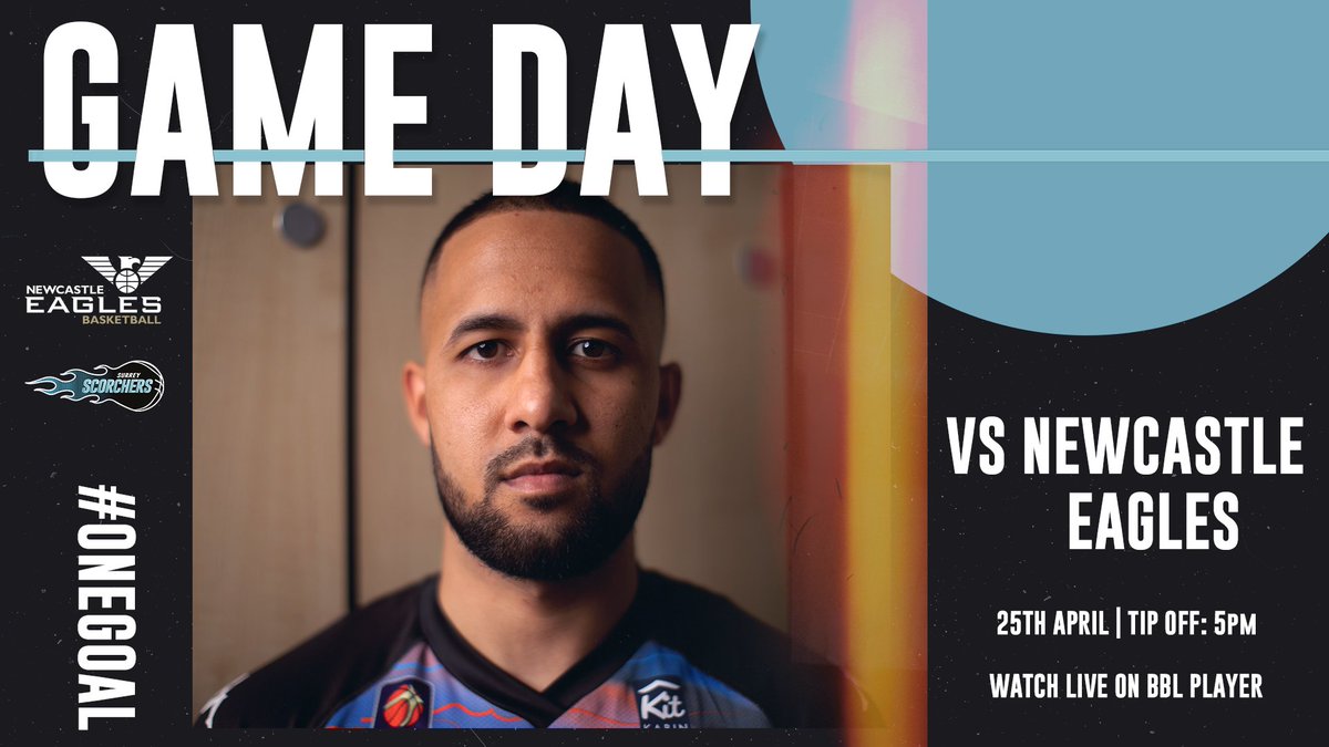 surreyscorchers's tweet photo. IT'S GAME DAY! ๐ช
We're still in this Play-Off fight as we travel north to take on @NewcastleEagle at the @VertuArena.
Tip-off is at 5pm - watch live on BBL Player!
๐บ โ https://t.co/C8x5czYB6j
๐ โ https://t.co/J7GV1u4ual
#OneGoal ๐ฅ https://t.co/cRflv66eYT