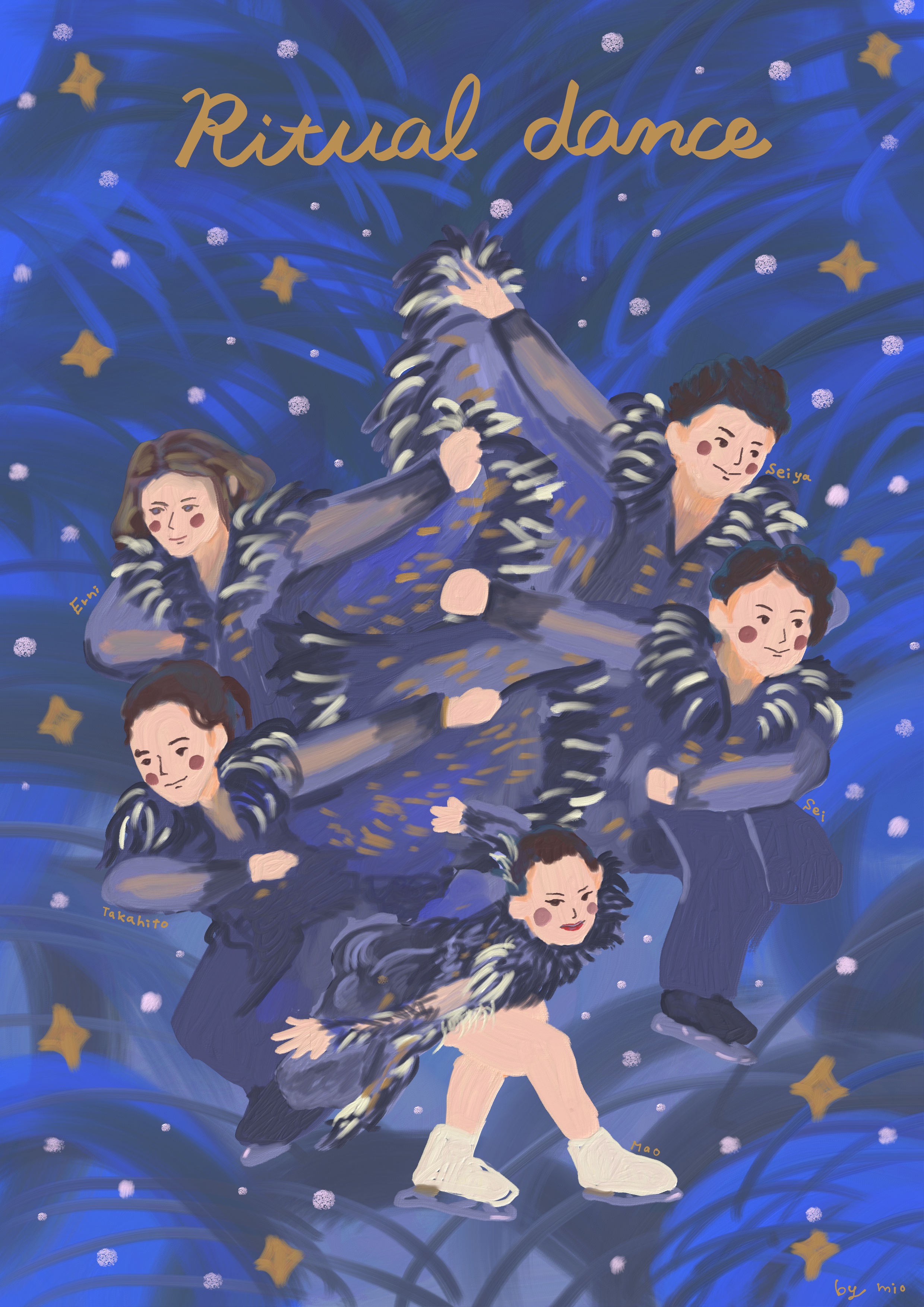 みおこ イラスト リチュアルダンス 3年間ありがとう 衣装での表現 も楽しみの１つ 振り付けも衣装も シンメトリーとアンシンメトリーが対比されていてとってもカッコいいです 浅田真央サンクスツアー サンクスツアー 無良崇人