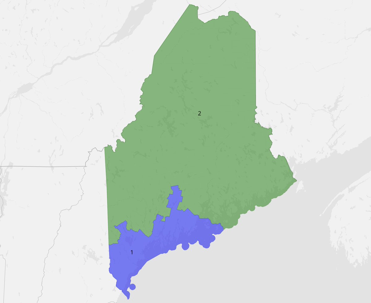 Elections_Daily's tweet photo. Democrats currently hold both of Maine's congressional districts, although the vast, rural 2nd favors Republicans at the presidential level.
Read about the state's congressional districts in the latest #DistrictProfiles.
https://t.co/BP9GytnN33 https://t.co/Vl6Hd1inQ4