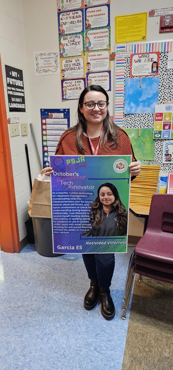 Congratulations to our October #techinnovator
@PSJAISD Ms. Natividad Villarreal from Garcia ES. Thank you for being a passionate advocate for tech integration to improve learning. #EdTech #Education #Innovation #Spotlight 💻📷 🔖📚