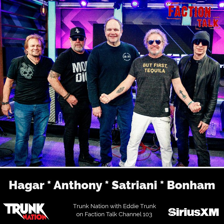 Today's #TrunkNation is our special event where @EddieTrunk talked to @sammyhagar, #MichaelAnthony, @chickenfootjoe & @Jason_Bonham about the newly announced tour ft the music of @VanHalen, @chickenfoot, #Montrose & more! Hear it on @factiontalkxl at 3pET or anytime on the app!