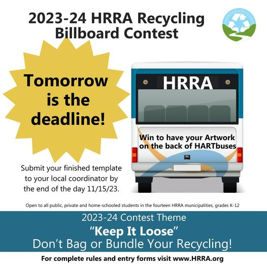 Today is the day!  Last day to submit your recycling BillBoard artwork! #NewMilfordCT <a href="/NMHS_CT/">New Milford High, CT</a> <a href="/SMS_CT/">Schaghticoke Middle School</a> <a href="/SNIS_CT/">Sarah Noble School</a> <a href="/NES_CT/">NES_CT</a> <a href="/HPS_CT/">HPS_CT</a> <a href="/nmgreenwave/">Pete Bass</a>