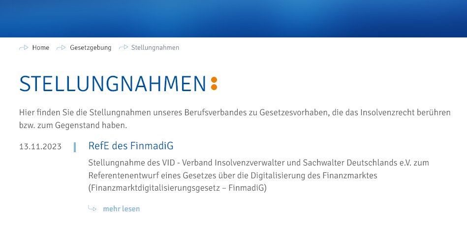 Die aktuelle Stellungnahme des VID zum Referentenentwurf eines Gesetzes über die Digitalisierung des Finanzmarktes (Finanzmarktdigitalisierungsgesetz – FinmadiG) finden Sie hier: vid.de/stellungnahmen…