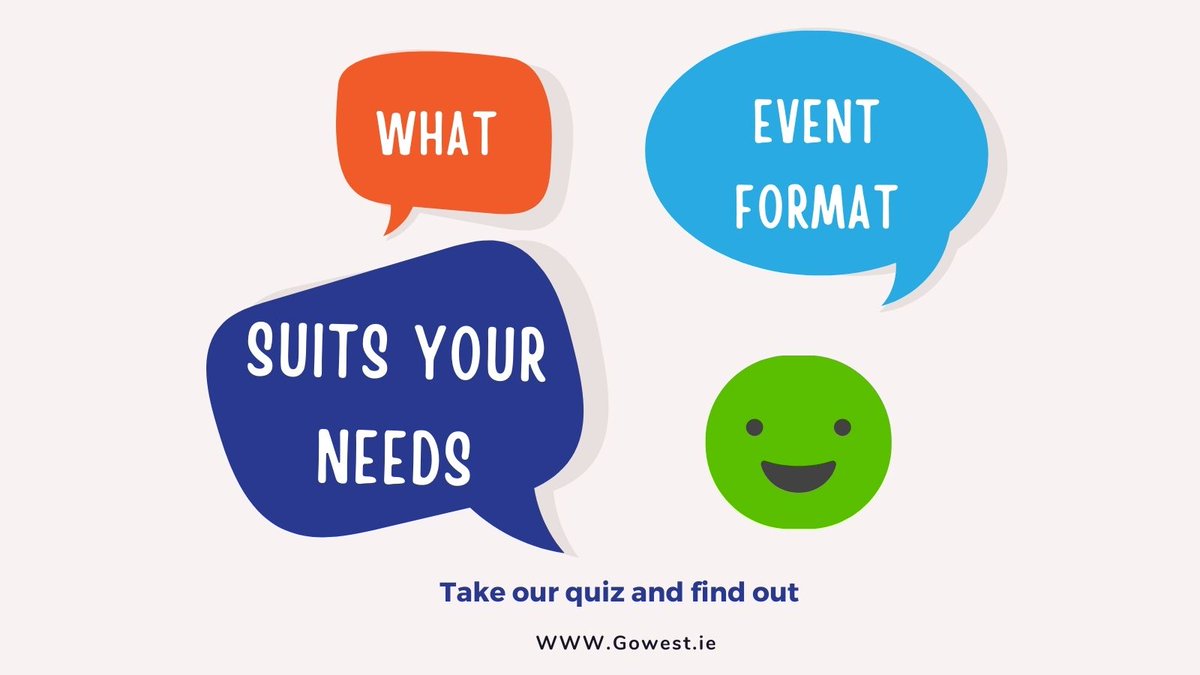 GowestIreland's tweet photo. 👋 Are you stuck on how to start organising your event? 👋

Take our quiz and find out what event format will best meet your objectives 🎯

Re-tweet and share with people in your network who need it!!

#Eventmanagement https://t.co/FQkntViIVo