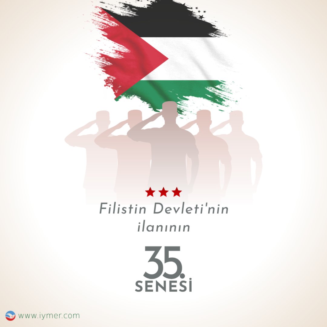 IYMER1's tweet photo. #Filistin Devleti’nin ilanının 35. yıl dönümünü kutluyoruz. Filistinli kardeşlerimizin bağımsızlık mücadelesinde sonsuz başarılar diliyoruz. 

#filistineözgürlük #filistingünü https://t.co/34JNIPnxrV