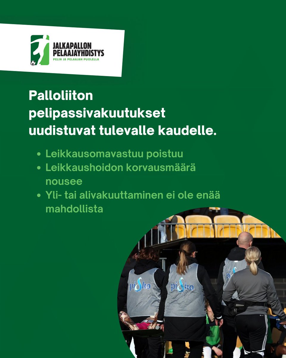 🗣️"Loukkaantumisen sattuessa kohdalle pelaajat ovat fyysisen ja henkisen kuormituksen kokemisen lisäksi voineet joutua kattamaan itse hoitokustannuksensa, joten päivitys on ehdottomasti tervetullut uudistus." - <a href="/KatjaHakala1/">Katja Hakala</a> 

🔗 jpy.fi/fi/uutiset/vak…

#ammattinajalkapallo
