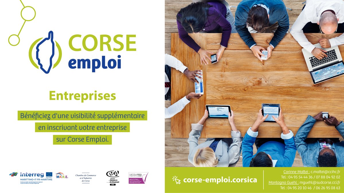 Dynamisez votre recherche de talents avec Corse Emploi ! 

Trouvez des candidats qualifiés correspondant à vos besoins grâce à notre CV-thèque et notre matching de compétences. 

Accédez à notre plateforme dès maintenant : corse-emploi.corsica/fr 

#recrutement #emploi #corse