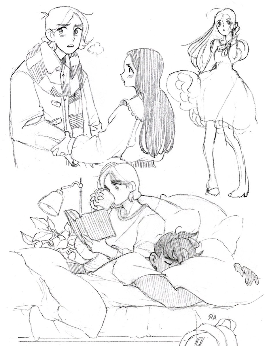 OC sketch studies (Dimitri, Souji and Scarlet). 