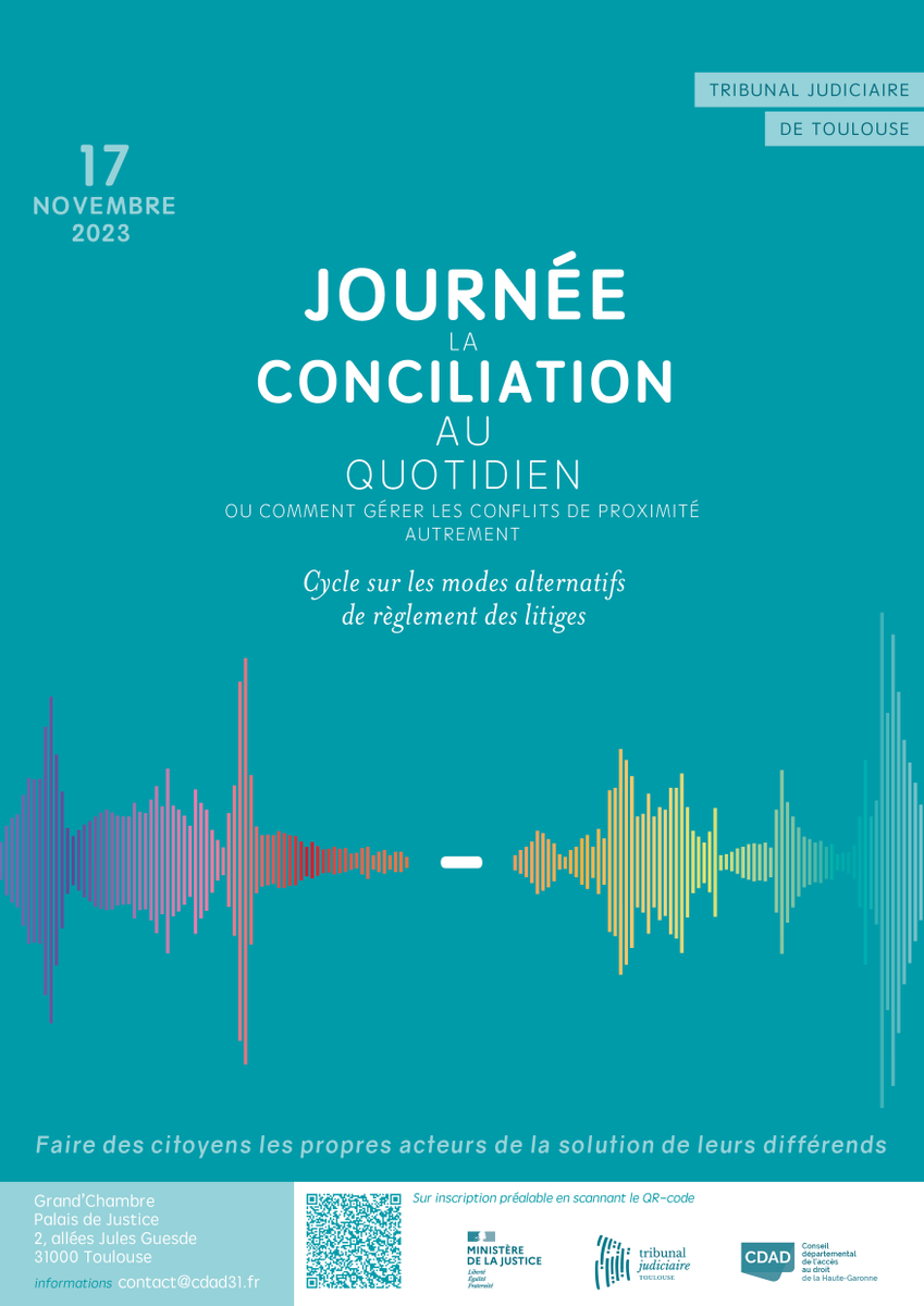 EcoleDroitTlse's tweet photo. 📢🤝Le TJ de Tlse organise ce vendredi une Journée dédiée à "La conciliation ou comment gérer les conflits autrement".
Venez assister à une série de tables rondes sur la place de la conciliation dans les contentieux et litiges.
Accès libre sur inscription: https://t.co/4aoG04AztH https://t.co/JnAc1lMDu4