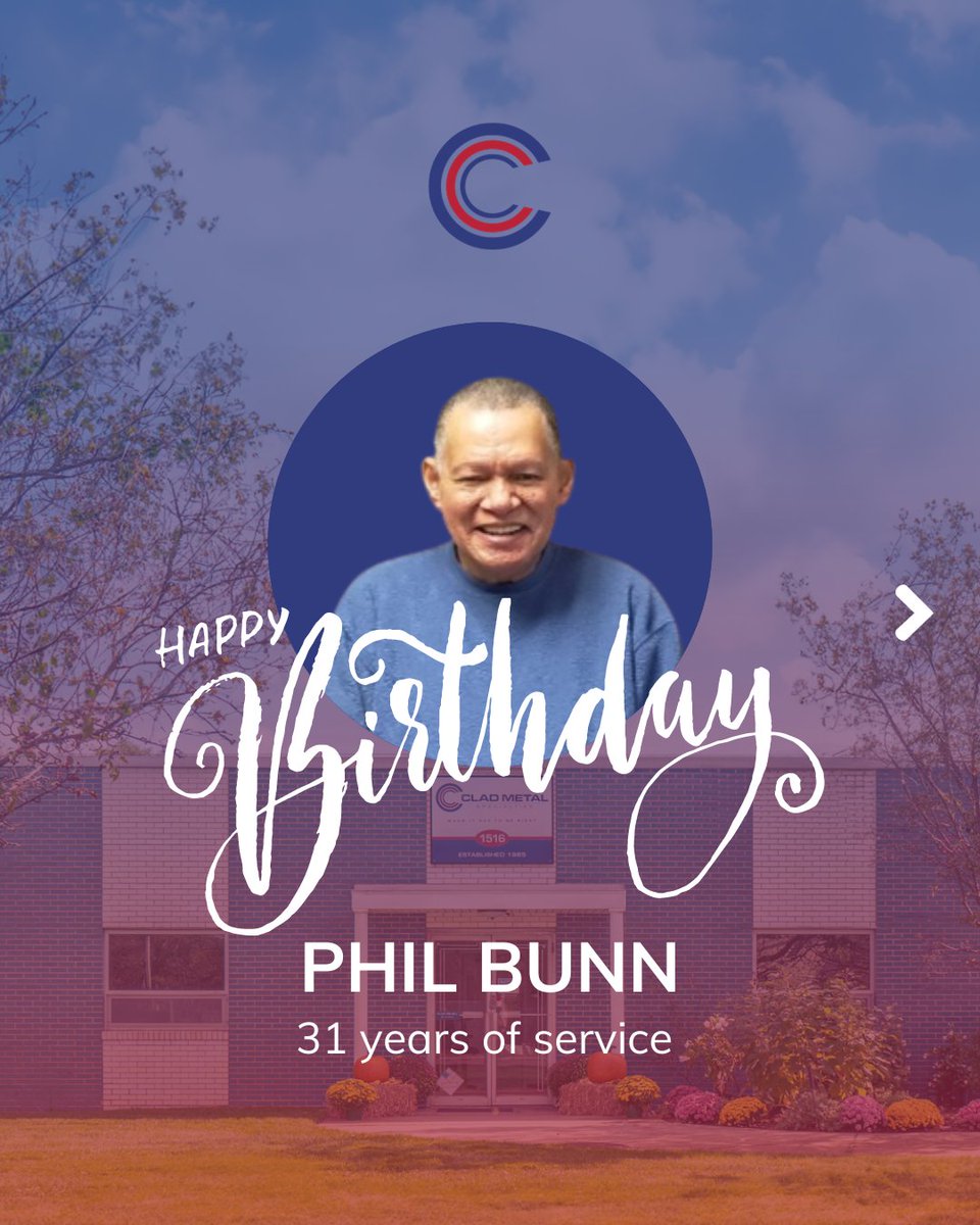 CladMetalSpec's tweet photo. Today, we're celebrating your special day and the many years you've dedicated to Clad Metal Specialties. But what truly shines is the lasting friendship that has grown between you and Denise. 

Happy Birthday, Phil!

https://t.co/kpjX2gqDSr
(631) 666-7750

#CladMetalSpecialties https://t.co/dtycnISD1O
