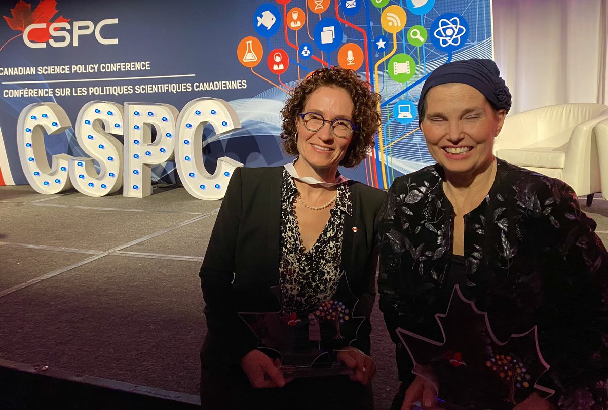 Thank you #CSPC2023 for a wonderful night of celebration, friendship, and inspiration! I am profoundly touched to receive a trailblazer award, and very proud to come from our community. Thanks to all those who work in science and policy to make a better Canada and future for all.