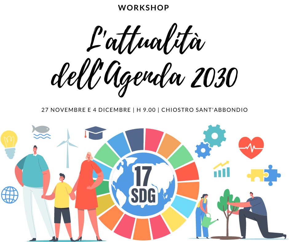 27 novembre e 4 dicembre | Chiostro Sant'Abbondio, Como
➡️ 𝐖𝐨𝐫𝐤𝐬𝐡𝐨𝐩 𝐀𝐠𝐞𝐧𝐝𝐚 𝟐𝟎𝟑𝟎
L'attualità dell’ #Agenda2030, la sua definizione e implementazione nello scenario globale attuale ed il ruolo dei territori.

🔗 uninsubria.it/agenda2030-wor…