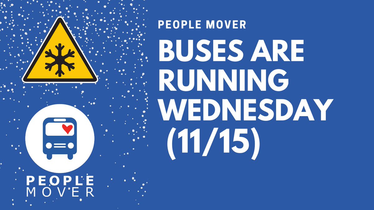 People Mover & AnchorRIDES services are operating today, Tuesday, Nov. 15. AnchorRIDES Hillside service remains limited to essential trips only. Access to bus stops will be limited, please use caution. Detours & delays are expected. We appreciate your patience & understanding.