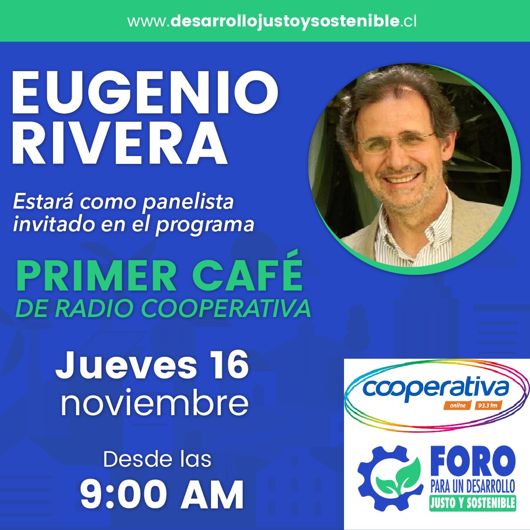 El integrante de nuestro Foro <a href="/EugenioRivera/">Eugenio Rivera</a> estará como panelista invitado en la edición del jueves 16 de noviembre de "El Primer Café" de Radio Cooperativa, a contar de las 9:00 AM. Puedes escuchar el programa en vivo desde cooperativa.cl