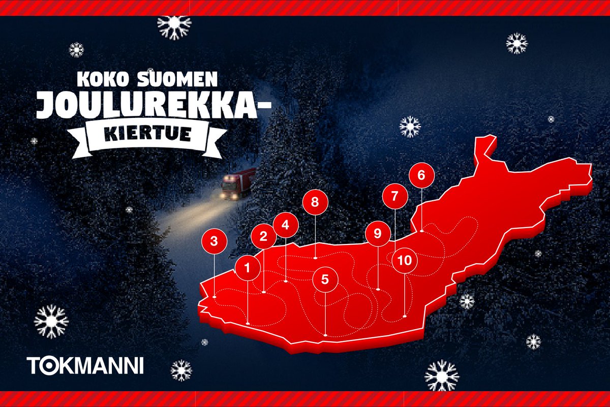 "Haluamme luoda hyvää fiilistä ja yhteisöllisyyden tuntua ympäri Suomea. Joulunalusajan rekkakiertueemme on erinomainen esimerkki paitsi henkilökuntamme myös monien asiakkaidemme toivomista, ajan kuvaan sopivista hyvän mielen tempauksista", yksi johtajistamme, <a href="/VeepeeAari/">Veli-Pekka Ääri</a>, sanoo.