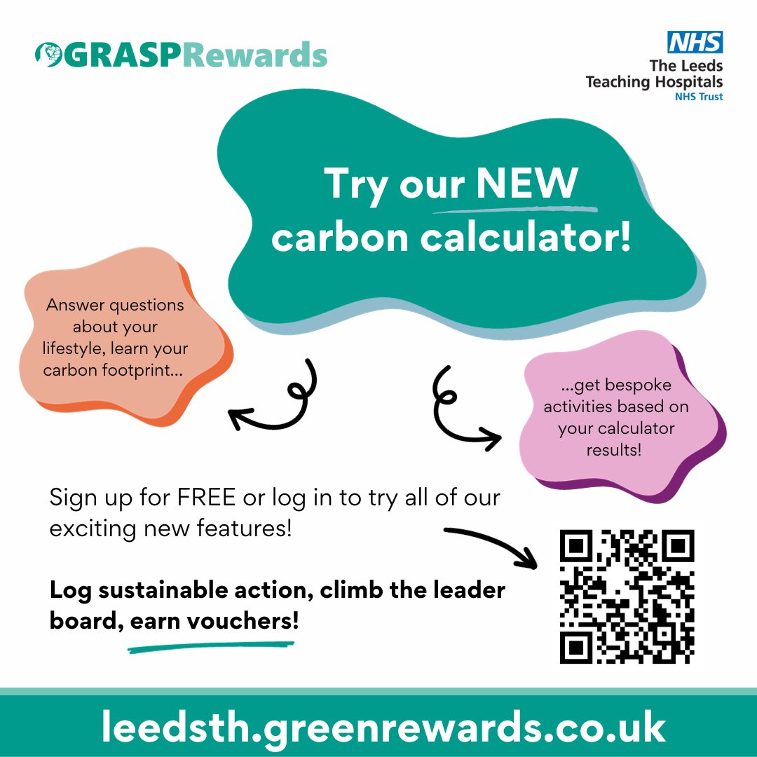 It's great to see more staff @LeedsHospitals signing up to the GRASP Rewards Scheme, which now features a carbon calculator. Why not sign up today to take sustainable action, climb the leaderboard, and earn vouchers for your efforts! leedsth.greenrewards.co.uk