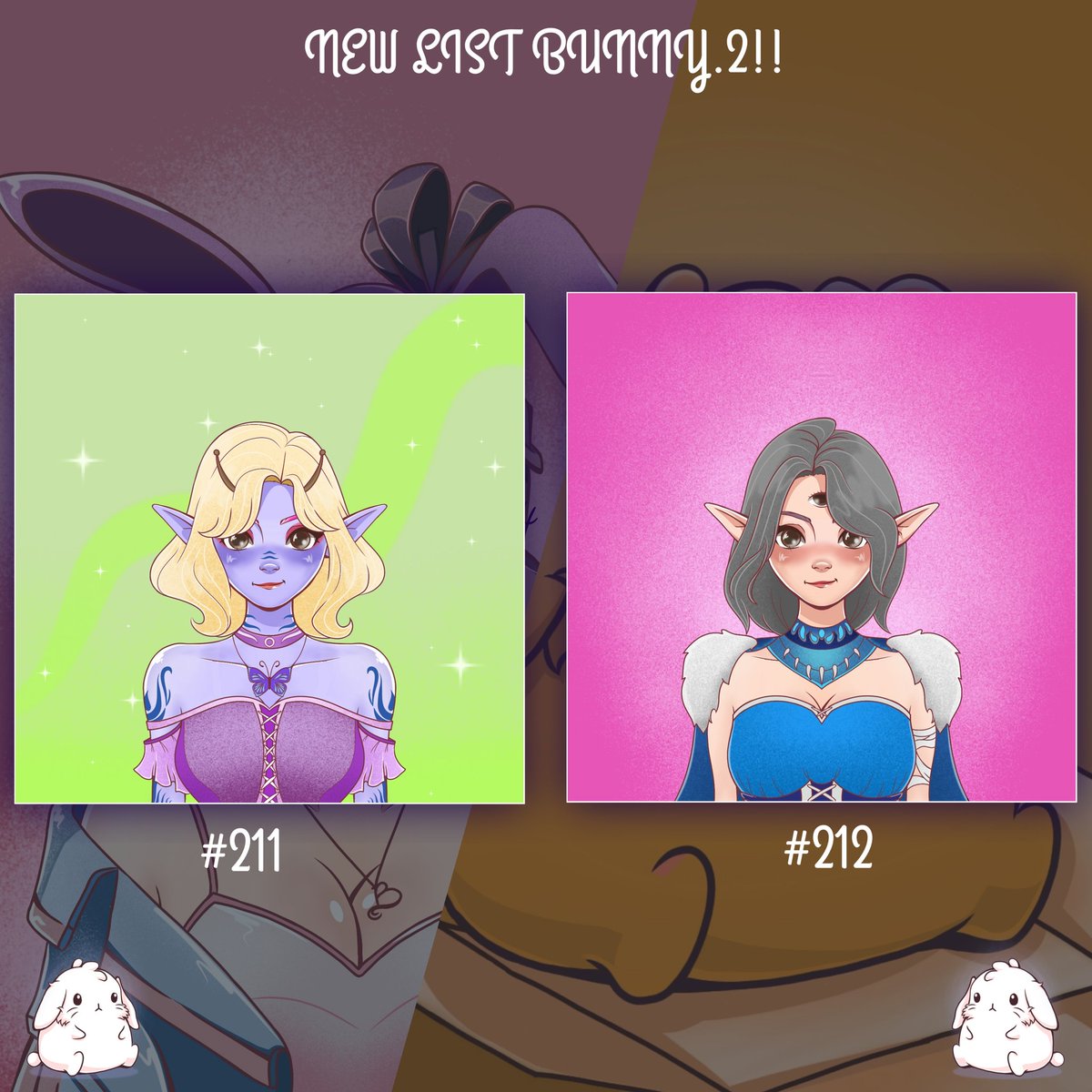 GM #NFTCommunity 
New Bunny Drop🐰
There are 2 new items in the new collection that you can already have, just take a look at the link🤗👇

- opensea.io/assets/matic/0…
- opensea.io/assets/matic/0…

Credited <a href="/ELVEN_NFT/">ELVEN 💜</a> 
let's follow💖🤗

#nftcollector #VERTICALNFT #NFTs #NFTcollections