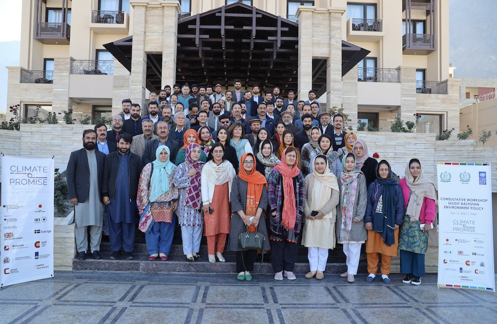 UNDP_Pakistan's tweet photo. #UNDPinPakistan and @GB_EPA organized a consultative workshop at Gilgit today to develop the Gilgit-Baltistan (GB) Environment Policy. Mr. Mushtaq Ahmed, Additional Chief Secretary (Development) @PnDDGB, stressed the importance of an all-inclusive approach for the policy’s development, during the event. 

#Climatepromise