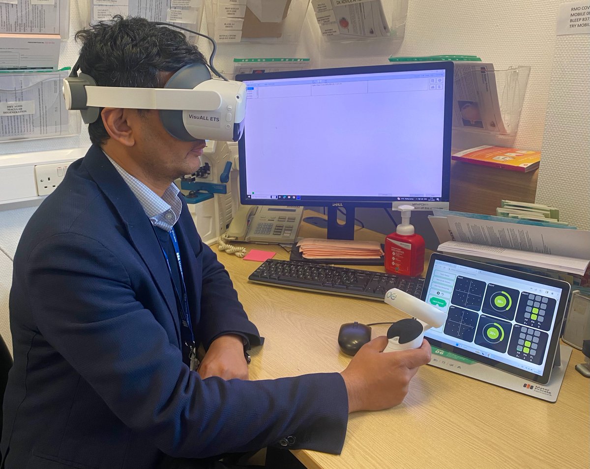 pavi_agrawal's tweet photo. Fantastic to try out the https://t.co/wOQ2PFyXjJ VR visual field platform in clinic today. It's a brilliant piece of software and one we should be embracing to improve the patient experience and practice efficiency. #ai #virtualreality #virtualeyecare #olleyes #glaucoma #tech https://t.co/Fz1OTBkt2E